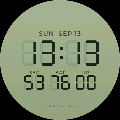 The clock face: a seven-segment LCD reading 08:36