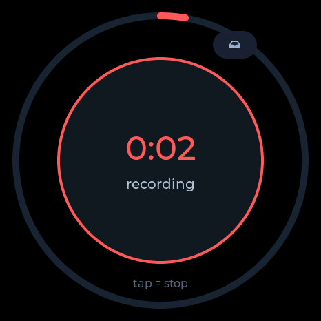 The recorder, mid-recording, with a red ring counting up